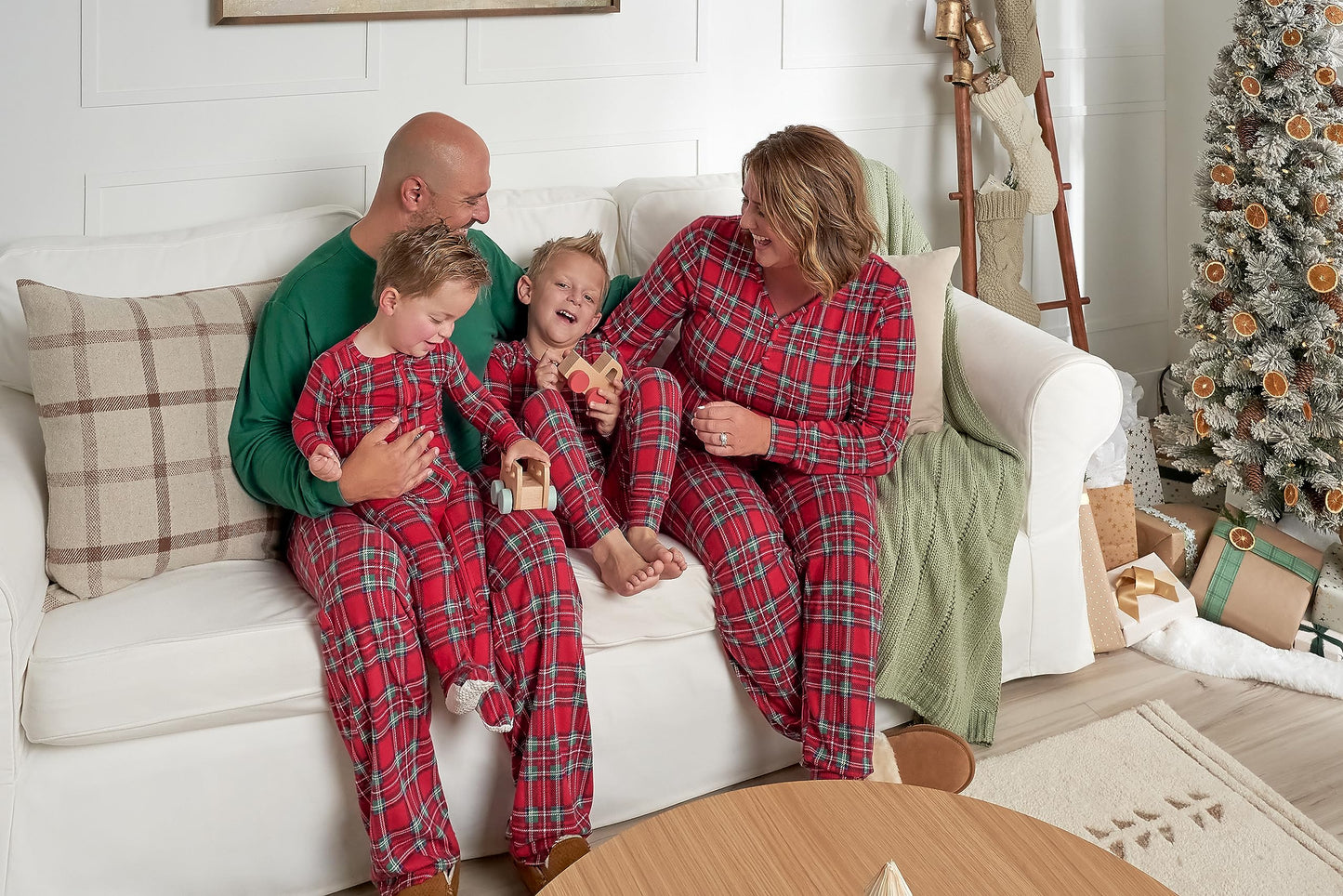 Gerber Baby Holiday Family Matching Pajamas, Red Stewart Plaid, Medium