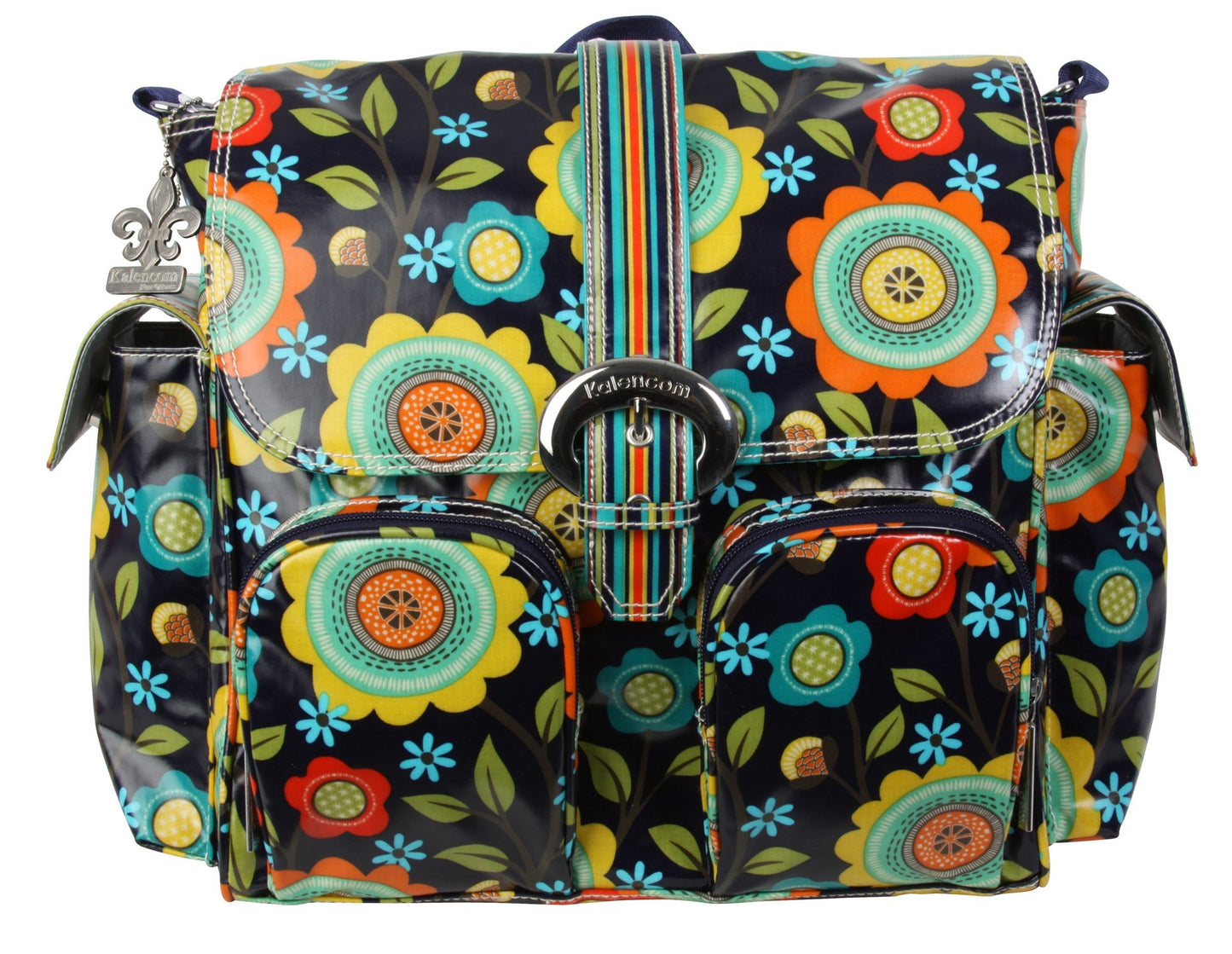 Kalencom Matte Coated Double Duty Diaper Bag, Floral Stitches