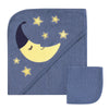 Hudson Baby Unisex Baby Cotton Hooded Towel And Washcloth, Moon, One Size
