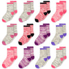 Sptramle Girls Socks, Kids Crew Socks For Active Girls Boys Toddler Children(10-14 Years Old), 12 Pairs Dress Cushion Mid Cut So