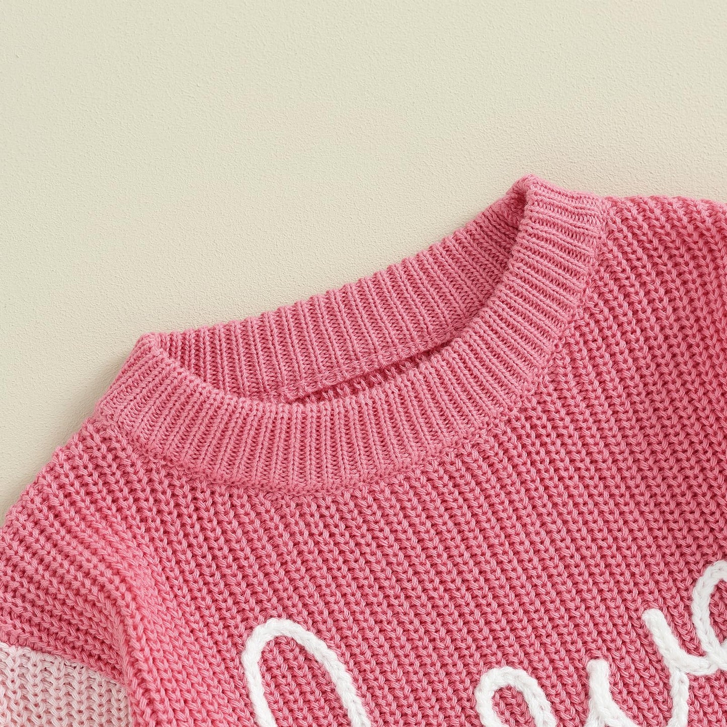 Baby Girl Cute Long Sleeve Crew Neck Love Embroidery Sweater Toddler Valentine Day Outfits (Pink Love, 18-24 Months)