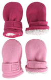 N'Ice Caps Little Kids And Baby Easy-On Sherpa Lined Fleece Mittens - 2 Pair Pack (Pink/Fuchsia Pack - Infant No Thumbs, 6-18 Mo