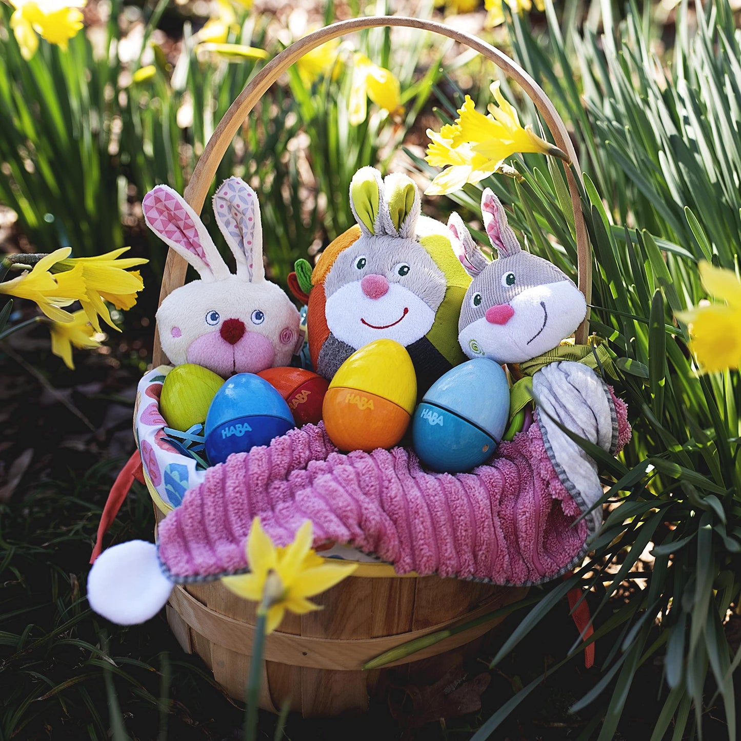 Haba Easter Bunny Teether And Grasping Toy For First Easter Gifts And Infant Easter Basket Stuffers, Crinkle Toys For Baby And T