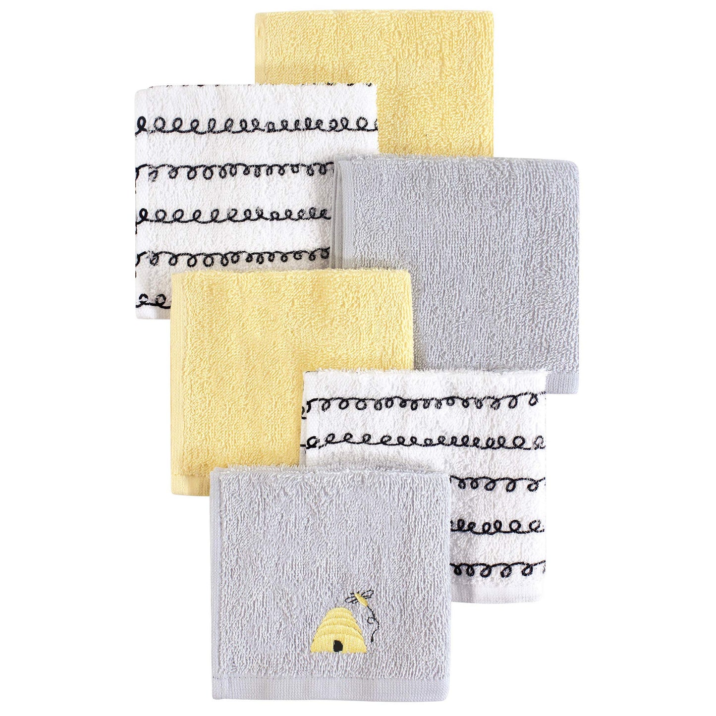 Hudson Baby Unisex Baby Super Soft Cotton Washcloths, Bee, One Size