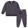 Gerber Baby Boys Toddler 2-Piece Fleece Sweatshirt And Jogger Set, Charcoal Smiley, 5T