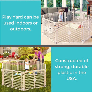 Toddleroo By North States Superyard 8 Panel Free Standing Play Yard, Indoor Or Outdoor Baby Playpen, Baby Gate. Made In Usa. 6.5