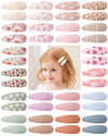Doboi 40Pcs Toddler Hair Clips Baby Girl Hair Bows Clips Floral Print Non Slip Wrapped Snap Heart Shaped Hairpins Flower Clips F