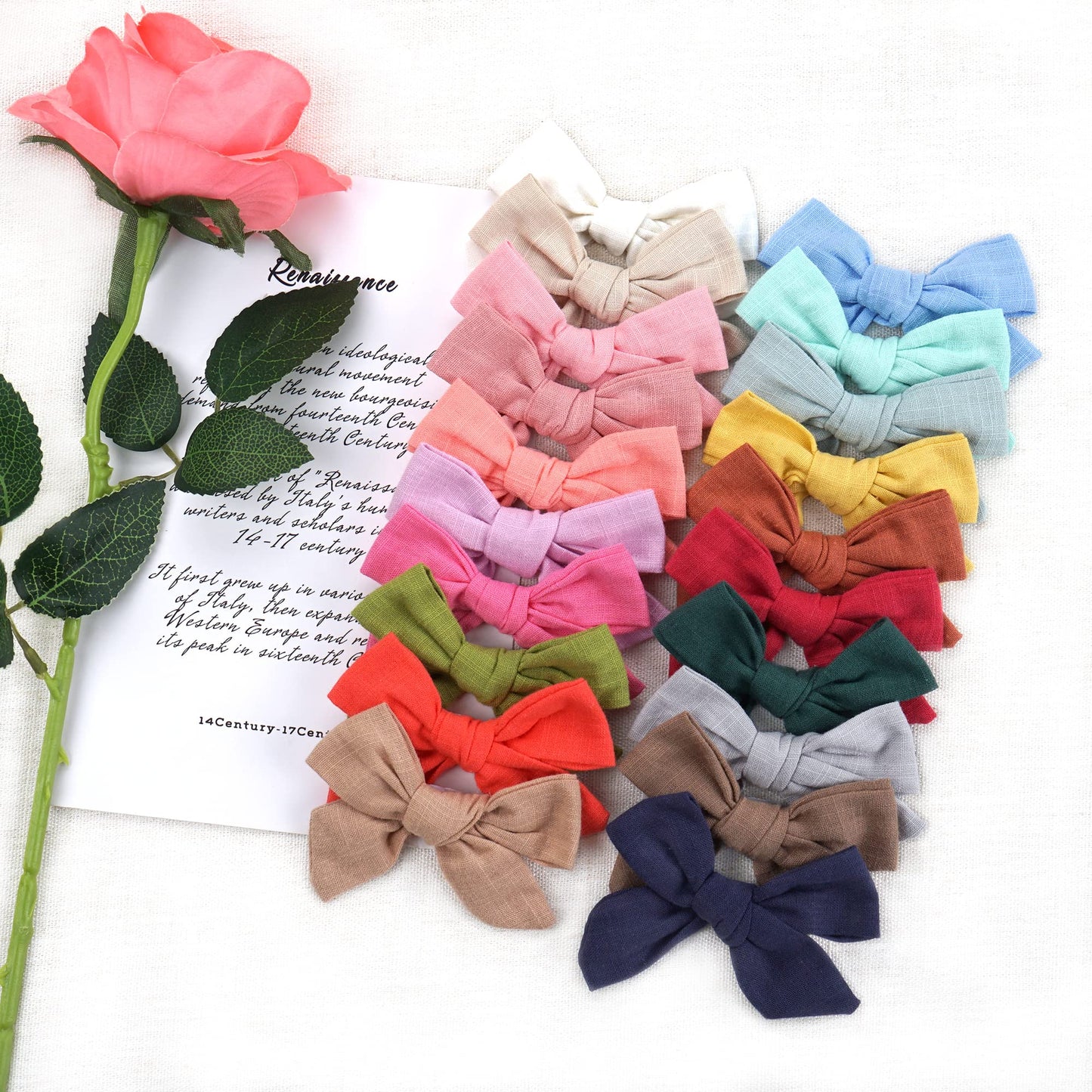 C Llot 40 Pieces Girls Hair Bows Linen Fabric Bows Alligator Clips Hair Accessories For Little Girls Toddlers Kids And Teens