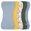 Gerber Baby Unisex Burp Cloths 5-Pack, Blue Gold, Size 10.5' X 21'