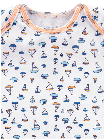 Simple Joys By Carter'S Baby Boys' 5-Pack Long-Sleeve Bodysuit, Blue/Grey Heather/Navy Stripe/Orange/White Sailboats, 3-6 Months