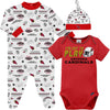 Gerber Nfl Arizona Cardinals 3 Pack Bodysuit Sleep N Play Footie Cap Registry Gift Set, Red/White Arizona Cardinals, 0-3M