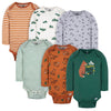 Gerber Baby Boys' 6-Pack Long-Sleeve Onesies Bodysuit, Green Fox