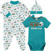 Gerber Nfl Baby Boys' 3-Piece Bodysuit, Sleep 'N Play, & Cap Set, Miami Dolphins, 6-9 Months