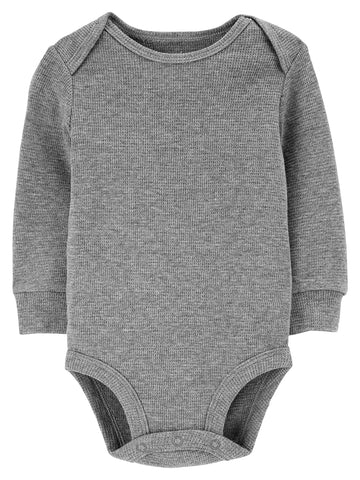 Simple Joys By Carter'S Unisex Babies' Long-Sleeve Thermal Bodysuits, Pack Of 4, Beige/Dark Grey/Grey/Ivory, 6-9 Months