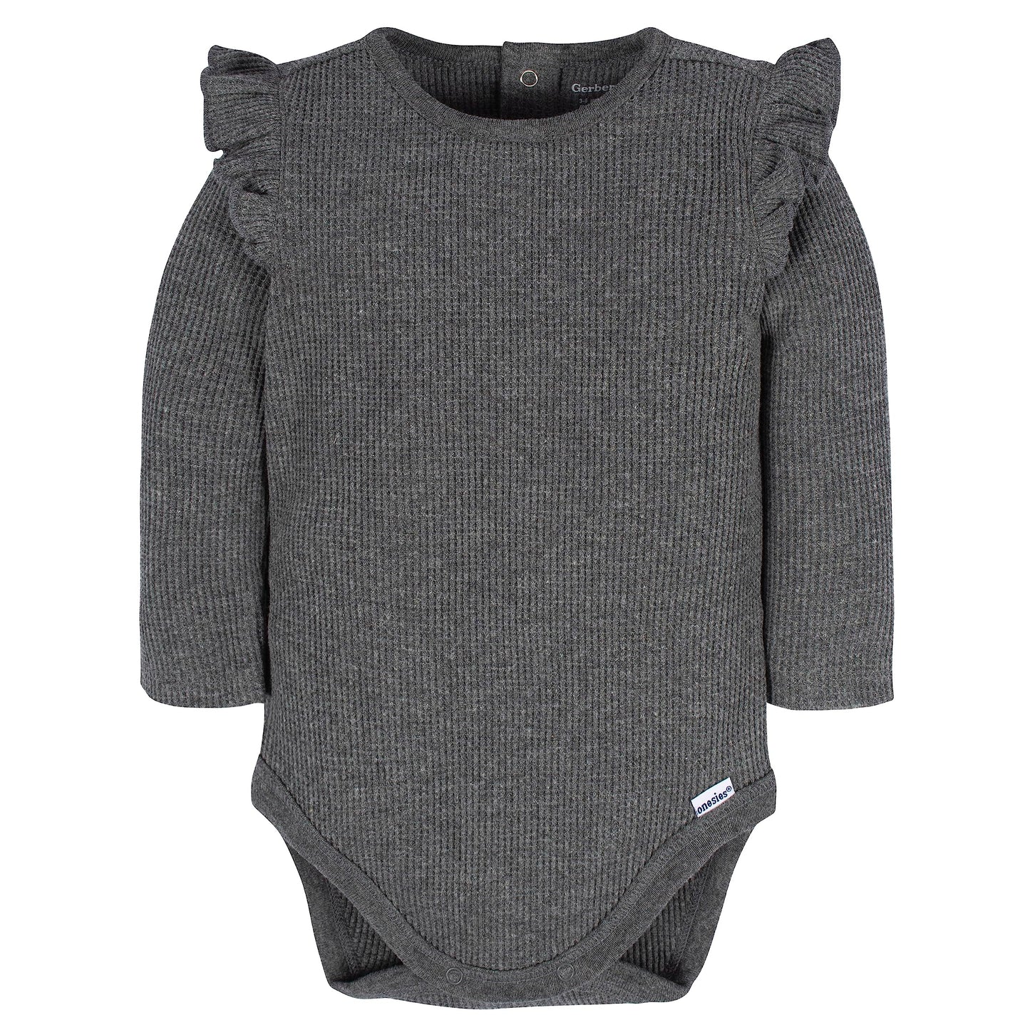 Gerber Baby Girl'S 2-Pack Long Ruffle Sleeve Onesies, Confetti, 6-9 Months