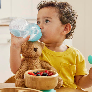 Munchkin Any Angle Weighted Toddler Straw Cup With Click Lock Lid, 10 Ounce, 2 Pack, Blue/Green