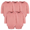 Gerber Unisex Baby Long Sleeve Solid Onesies Multi-Pack Interlock 180 Gsm, Pink