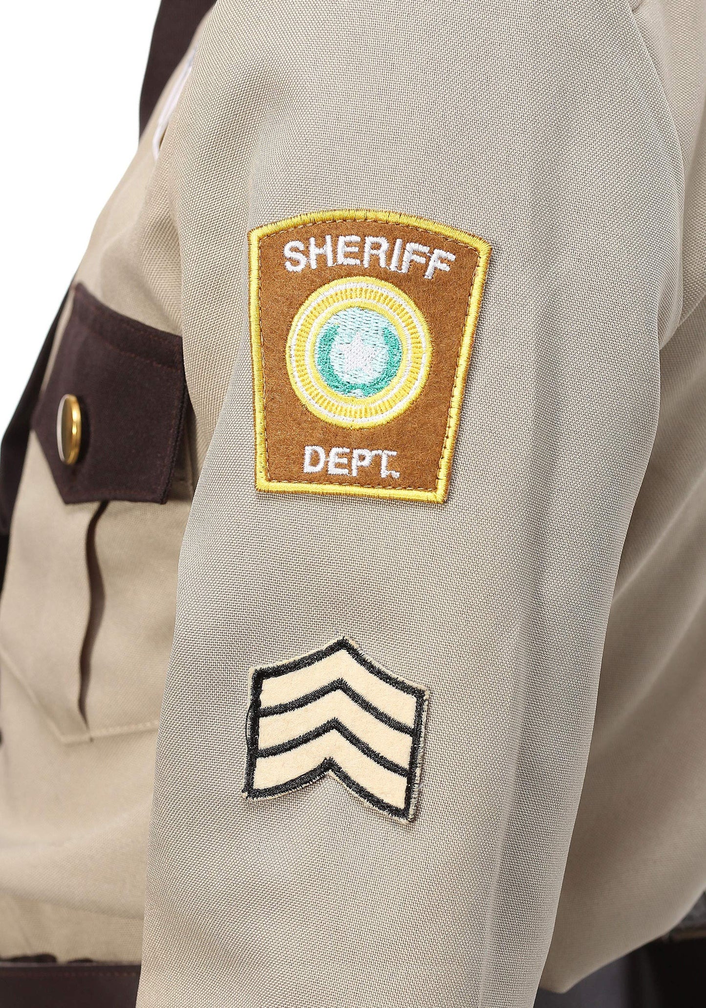 Kids Brown Sheriff Costume Boys, Child State Trooper Police Office Uniform Halloween Outfit Large