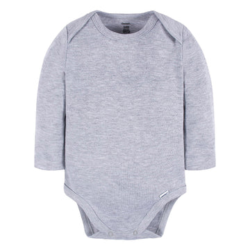 Gerber Unisex Baby Long Sleeve Solid Onesies Multi-Pack Interlock 180 Gsm, Grey Heather
