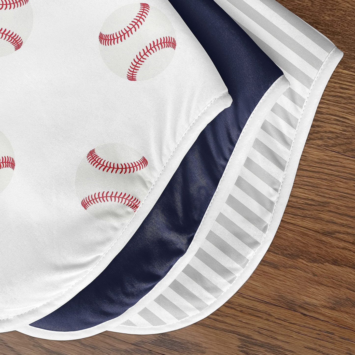 Sweet Jojo Designs Baseball Sports Baby Boy Absorbent Burp Cloths For Infant Newborn - Red And White Americana - 3 Pack Set Of D
