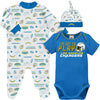 Gerber Nfl Baby Boys' 3-Pack Bodysuit, Sleep 'N Play, & Cap Set, Los Angeles Chargers, 0-3 Months
