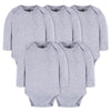 Gerber Unisex Baby Long Sleeve Solid Onesies Multi-Pack Interlock 180 Gsm, Grey Heather
