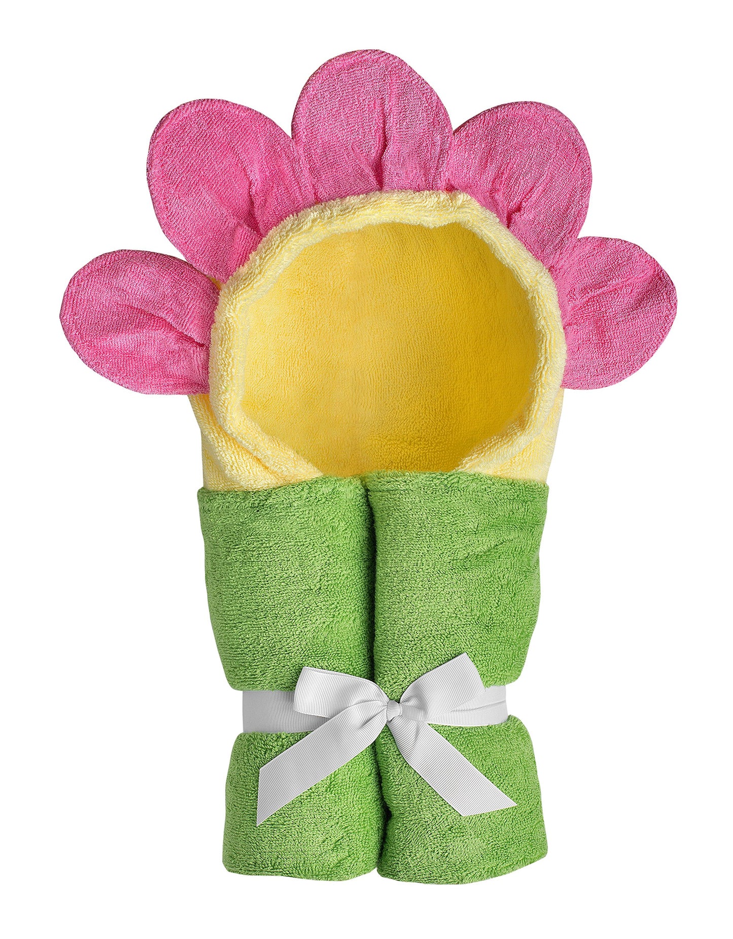 Yikes Twins Hooded Baby Towel for Kids 2-8 | Large 100% Cotton Baby Towel for Girls | Cute Flower Bath Towels for Babies and Tod