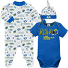 Gerber Nfl Baby Boys' 3-Pack Bodysuit, Sleep 'N Play, & Cap Set, Los Angeles Rams, 0-3 Months