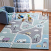 SAFAVIEH Area Rug 8x10 - Carousel Kids Collection - Large - Grey & Light Blue, Non-Shedding & Easy Cleaning, Ideal for Boys & Gi