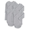 Baby Side Snap Bodysuit Set, Long Sleeve Cotton Boy Girl Kimono Onesie, 4 Pack, Gray, 0-3 Months