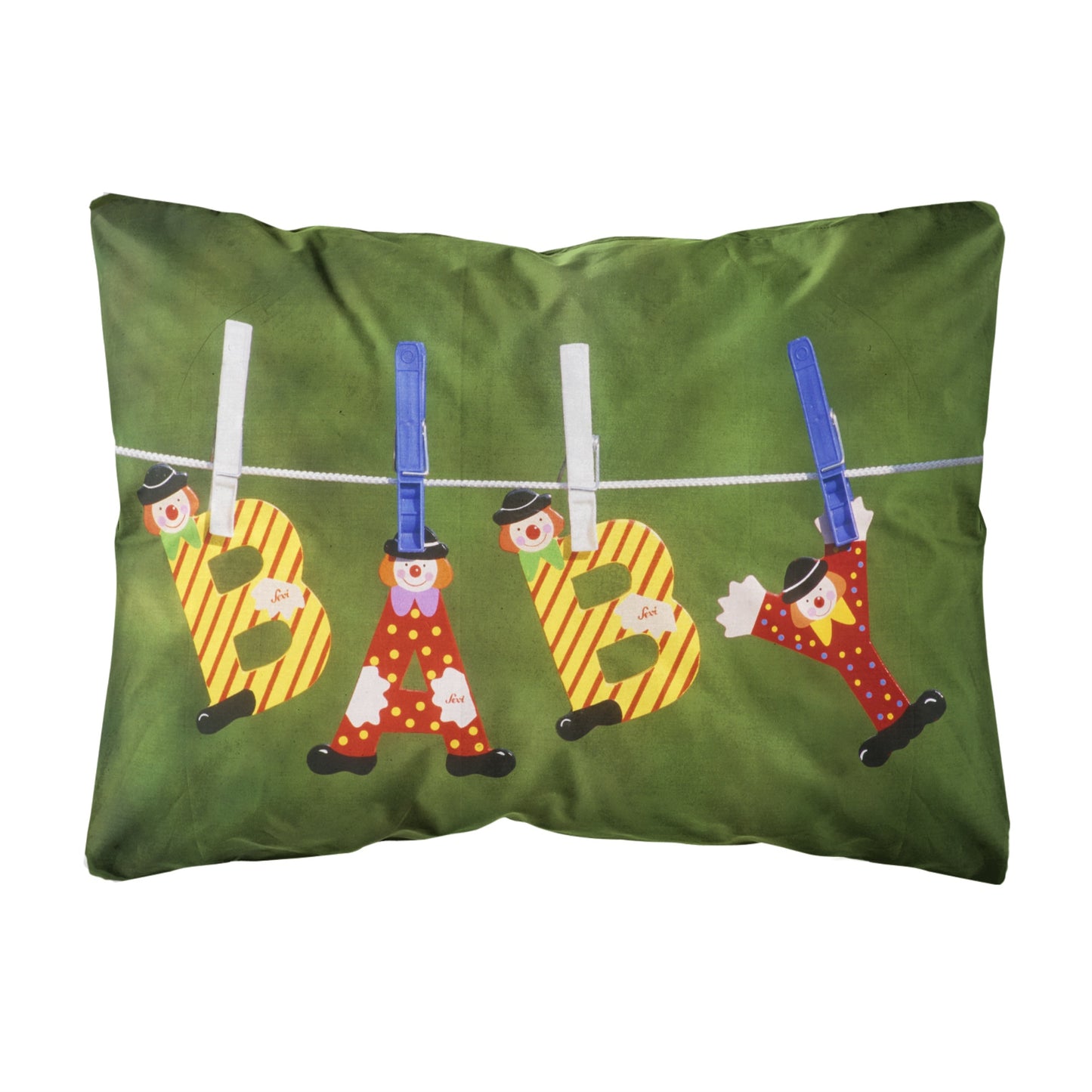 Caroline'S Treasures Aph5091Pw1216 New Baby Clown Clothesline Fabric Decorative Pillow, 12'' X 16'', Multicolor'