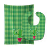 Carolines Treasures Cactus Baby Bib & Burp Cloth, Green Plaid, Large