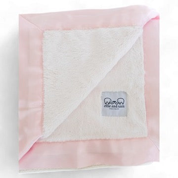 Luxury Duo Baby Blanket with Satin Trim in Luxe Plush, Pink - Ivory