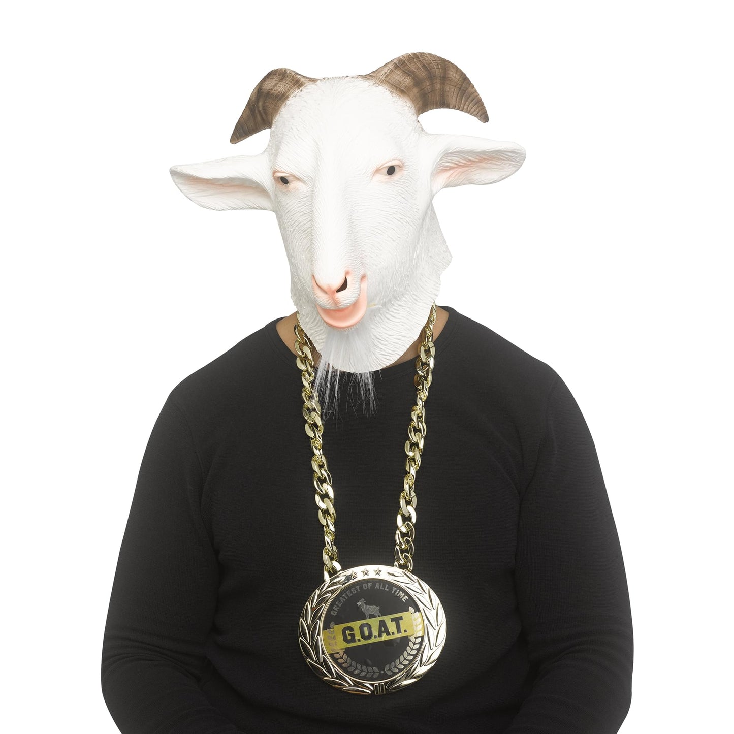 G.O.A.T. Costume Kit | Latex Mask And Plastic Medallion