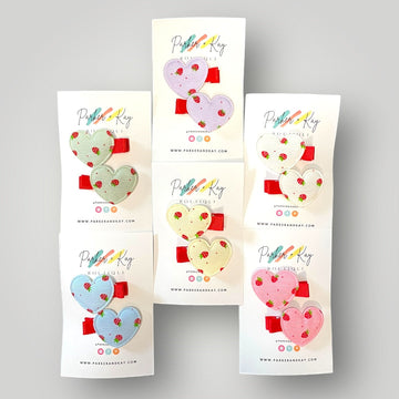 Strawberry Heart Hair Clips