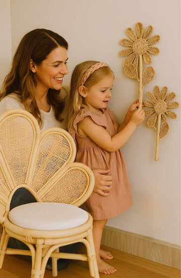 The Blooming Rattan Flower Stem – Handcrafted Boho Wall & Room Decor