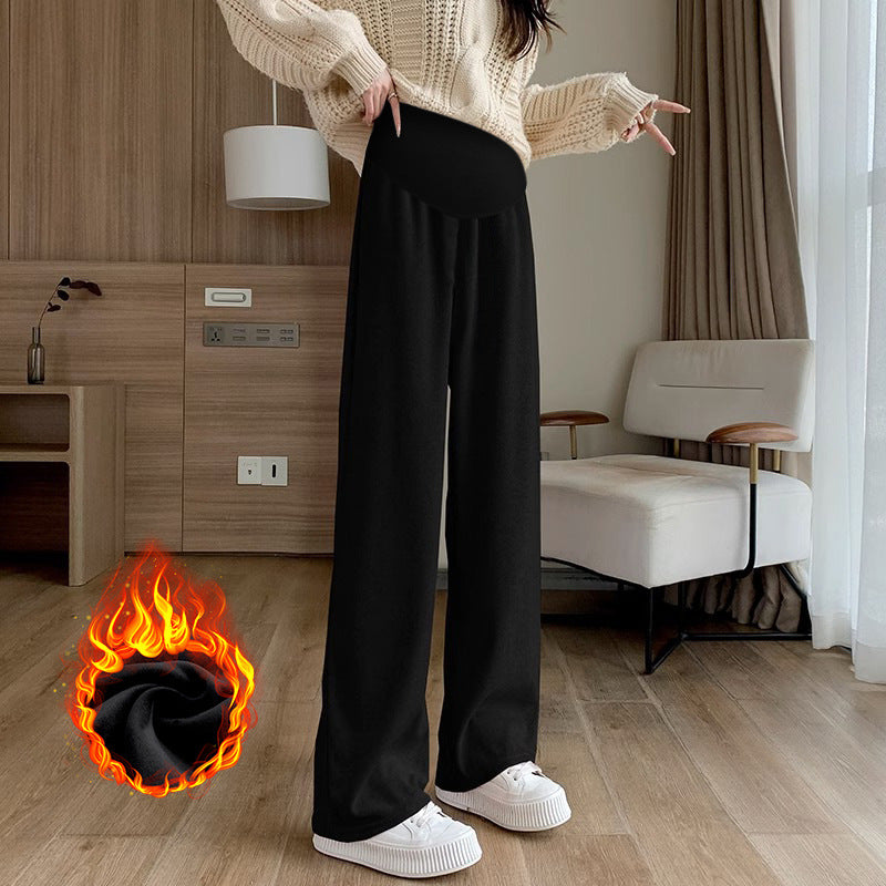 In stock multi-color optional autumn and winter New fleece-lined pregnant women's pants casual Internet celebrity towel pants fashionable drop-down mop pants