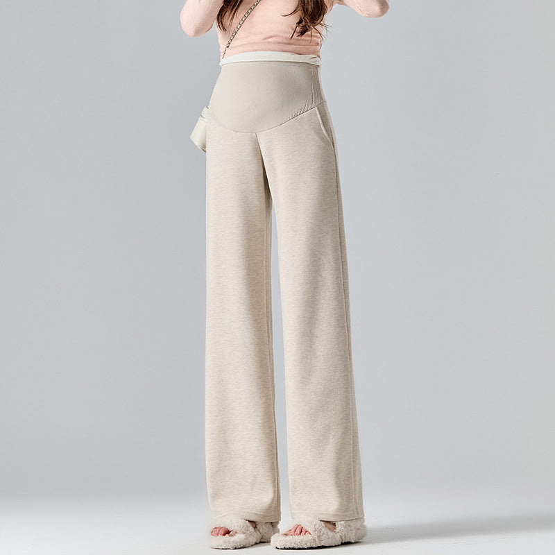 Pregnant Women's Pants Autumn and Winter 2024 New Wide Leg Pants for Outer Wear Abdominal Adjustment Casual Straight Pants plus size Winter Clothes