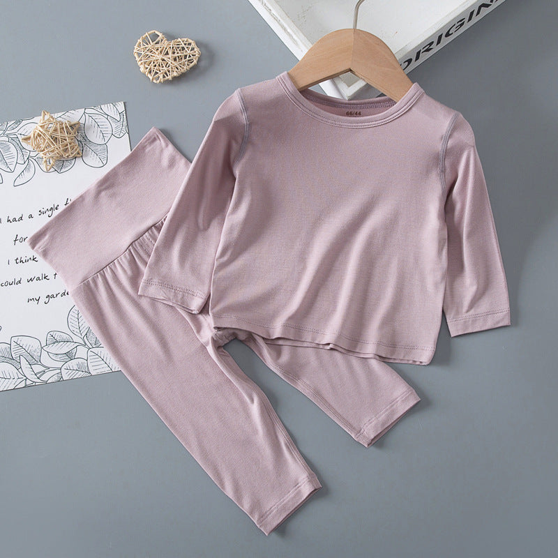 Category a Modal Infant Home Clothing Set High Waist Belly Protection Baby Long Sleeve Pajamas Air Conditioning Clothes Autumn Clothes Autumn Pants