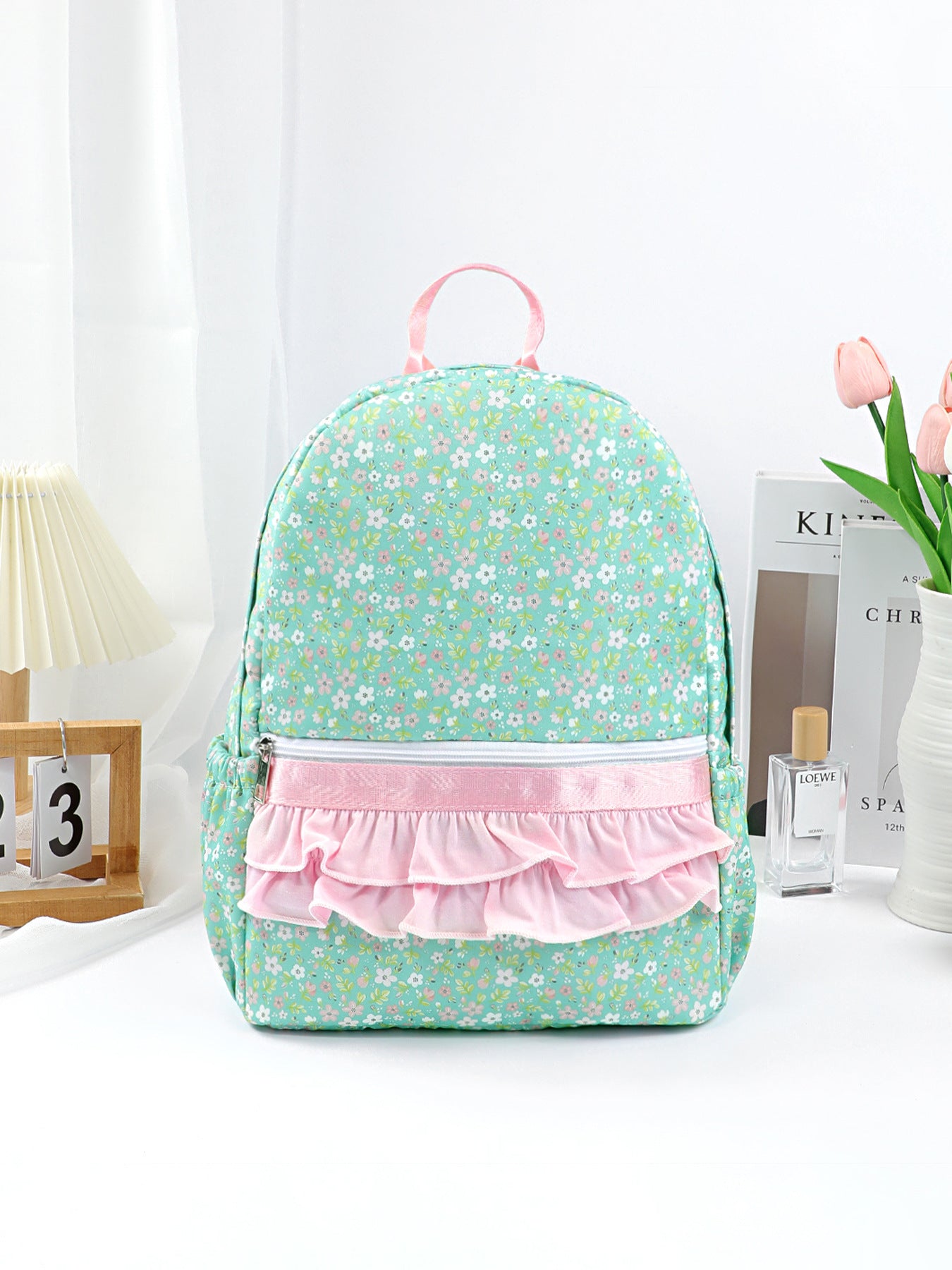 New Cross-Border Casual Backpack, Two-Layer Lace, Small Floral, Cute and Versatile School Bag, Multi-Functional and Simple for Going Out