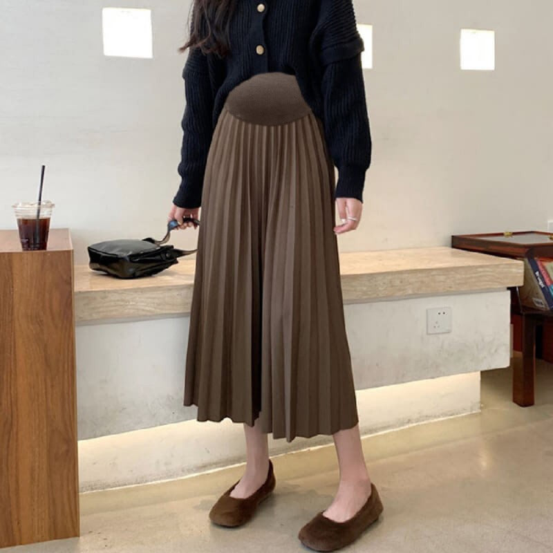 Maternity dress 2023 Autumn New Korean style fashionable pleated belly support skirt for pregnant women