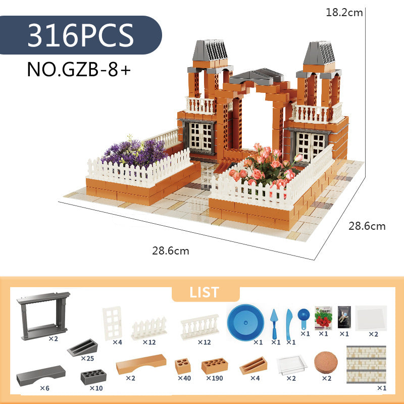 Cross-border New Products Mason Brick Building Mini Brick Hand-assembled Building House Villa Model Toys