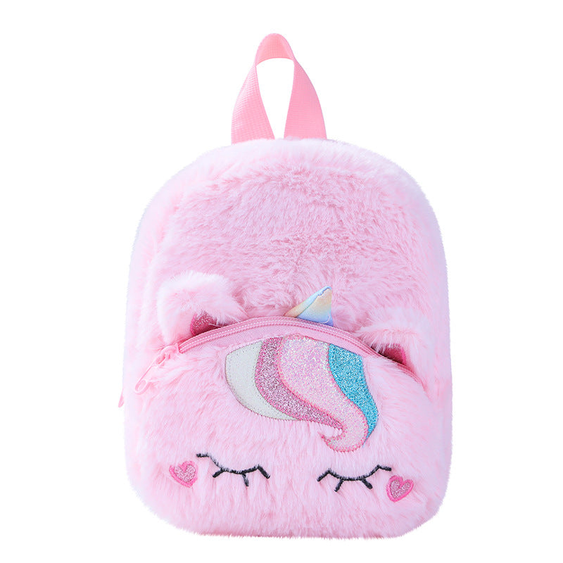 New Casual Backpack Plush School Bag Girl Backpack Cute Cartoon Plush Backpack Unicorn Unicorn