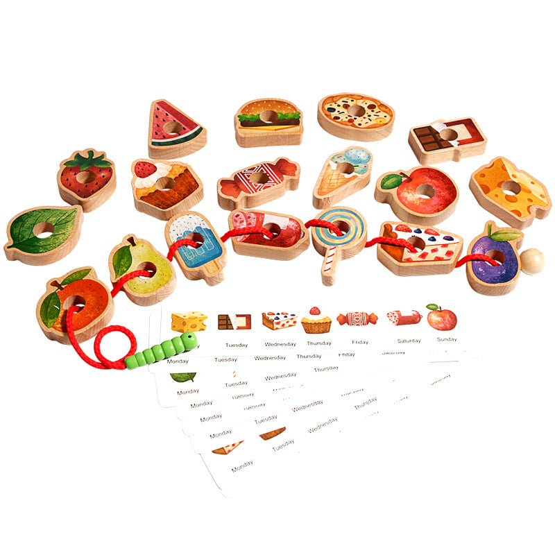 Wooden Greedy Caterpillar Stringing and Beading Game Concentration Logical Thinking Training Kidsren's Toys Montessori Teaching Aids