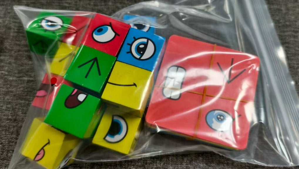 Tiktok-Style Face-Changing Magic Cube Smiley Face Fun Expression Building Block Puzzle Children's Toy Logical Thinking Educational
