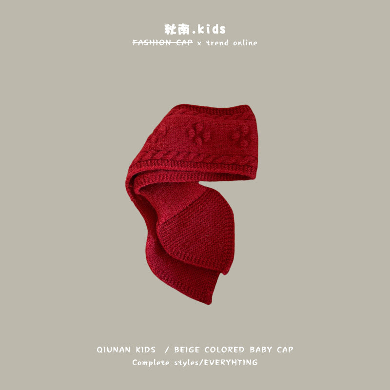 Qiunan Kidsren's Scarf Red New Year's Christmas Festive Warm Knitted Scarf Winter Windproof Neck Cover for Boys and Girls