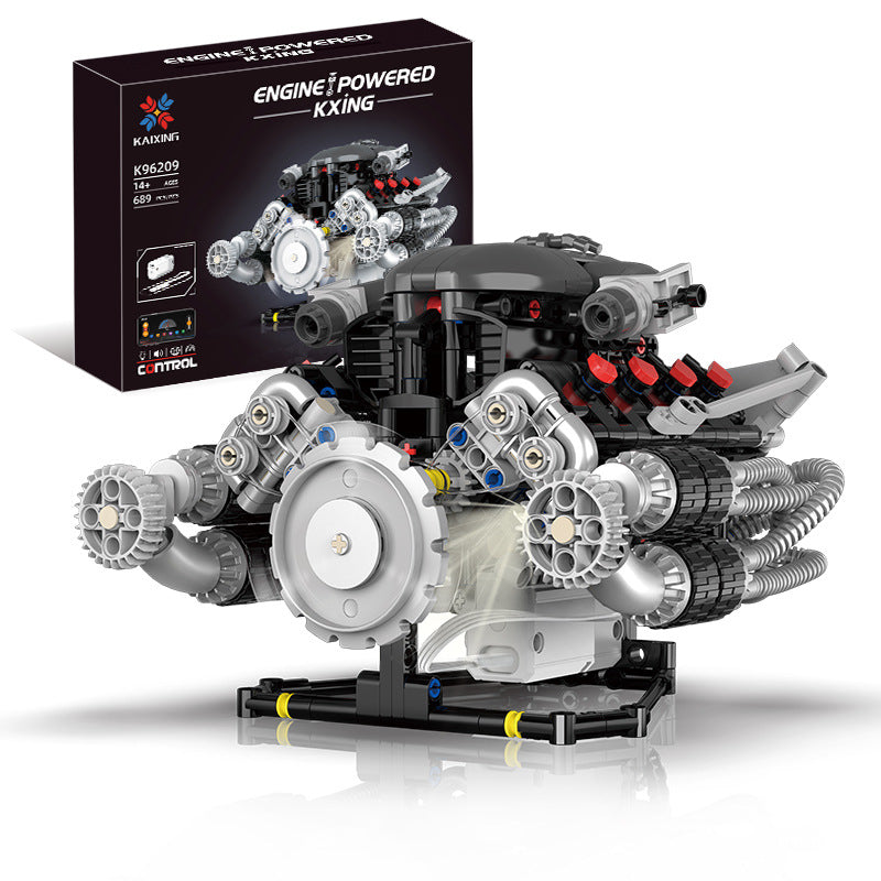 Supercar Electroplated Engine Aston Martin Valkyrie Supercar Engine Light Version + App Building Block Model
