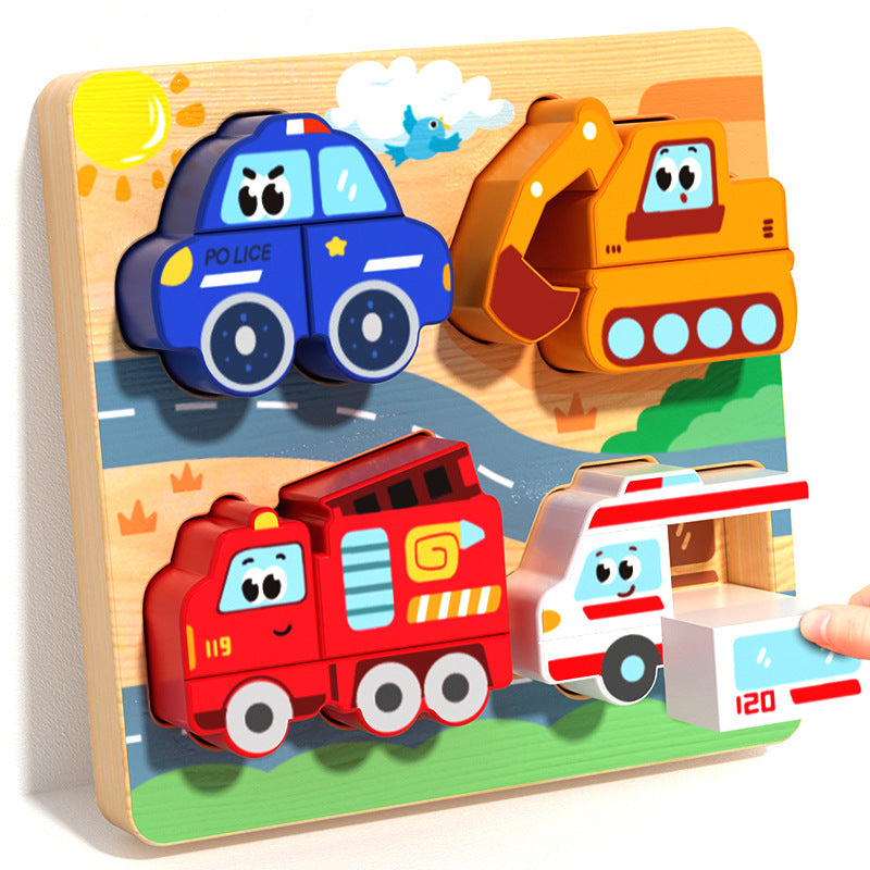 Children's three-dimensional puzzle board wooden Montessori early education puzzle matching building blocks baby 1 to 2 years old 3 boys female 6 toys