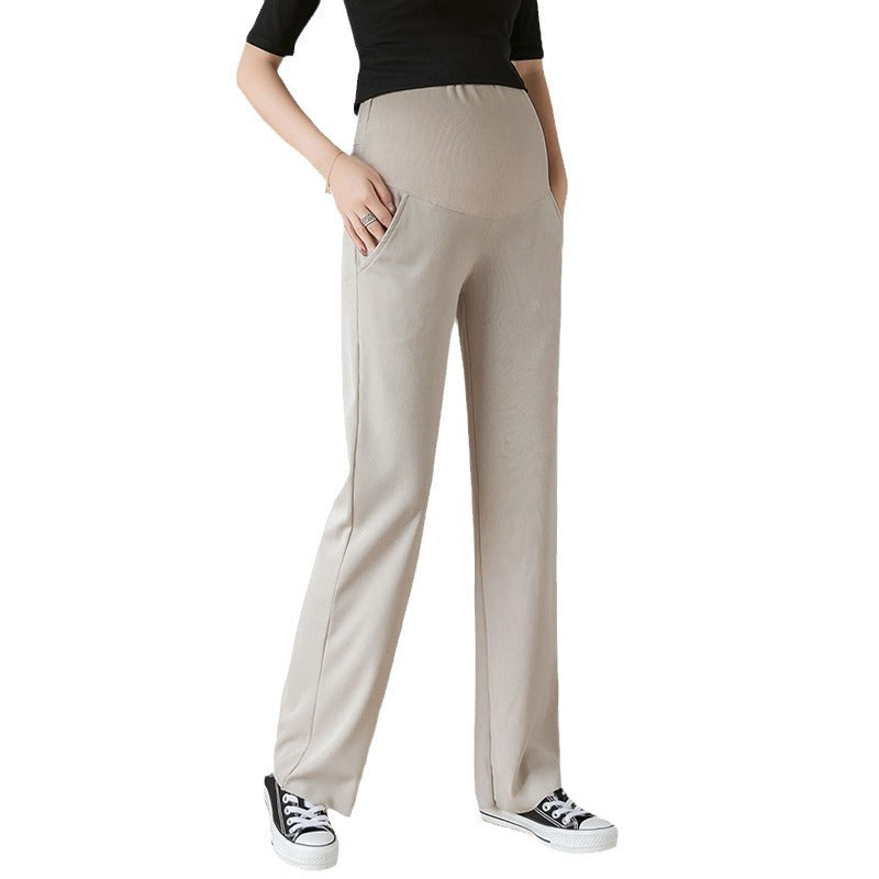 Fashion Thin Pregnant Women's Pants Summer Wear Thin Outer Wear Leggings Loose Ice Silk Vertical Wide Leg Pants