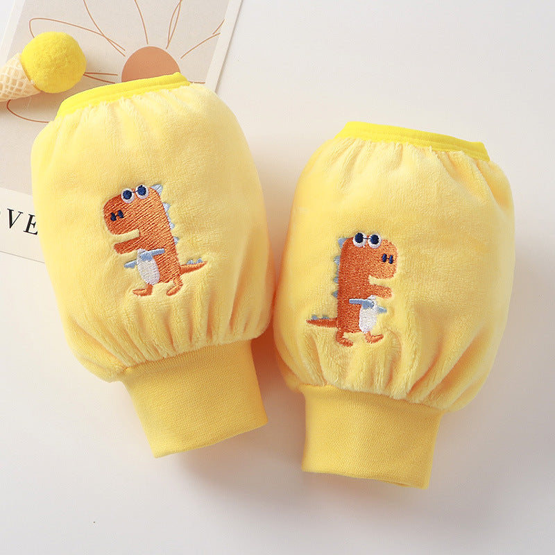 Children's Sleeve Lined Crystal Velvet Anti-Stain and Dirt-Resistant Autumn and Winter New Style Cute Three-Dimensional Embroidery for Boys and Girls